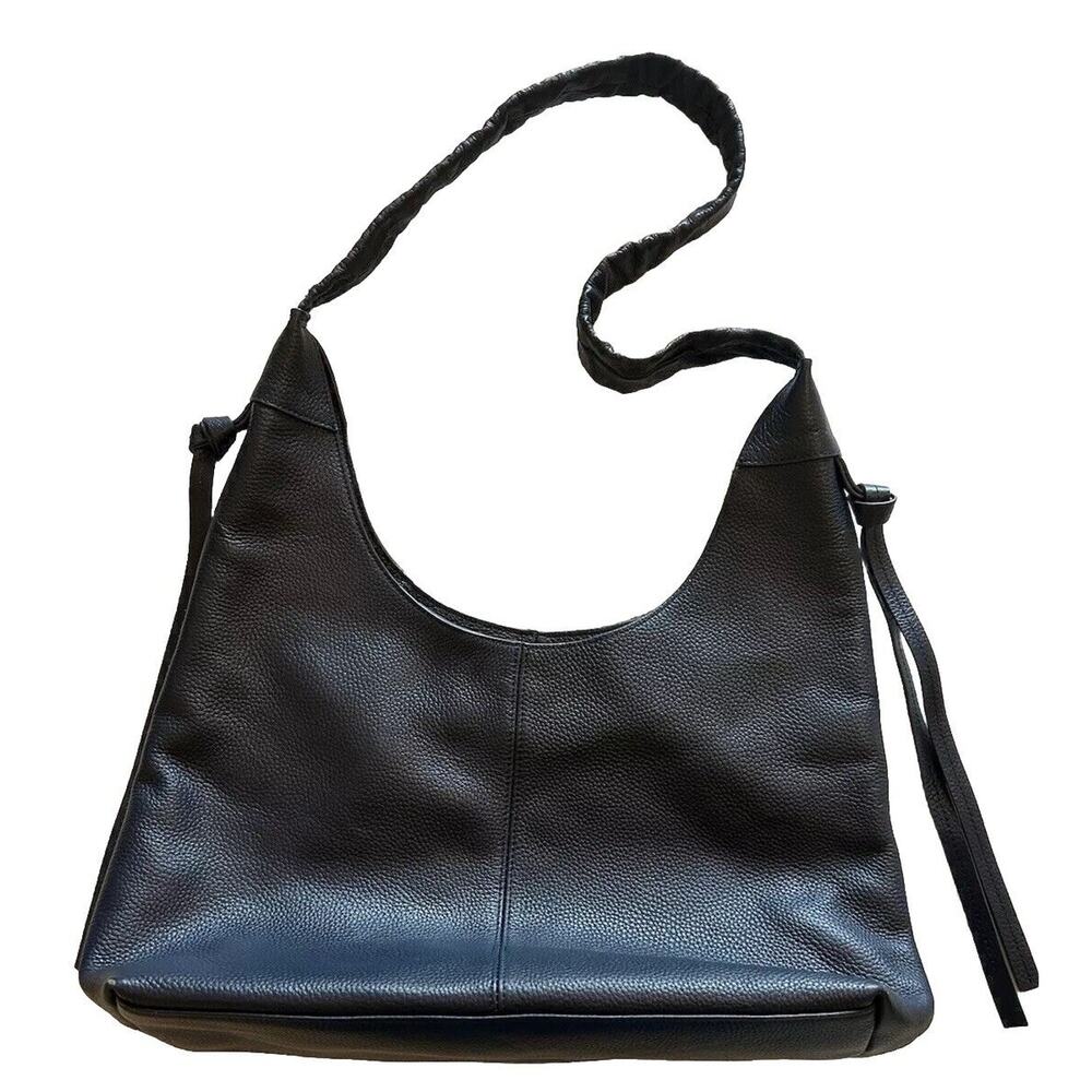 LAGGO Pebble Leather Blue Hobo Purse Side‎ Tassels Pocketbook Designer Handmade